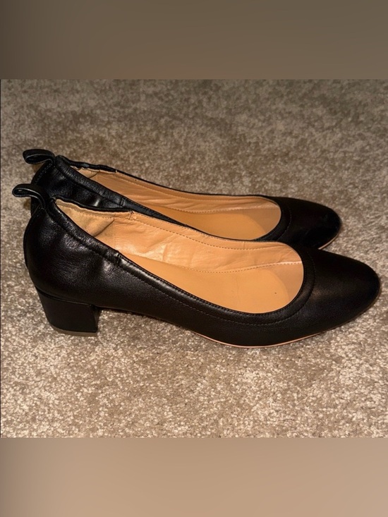J. Crew Shoes - J. Crew Black Leather Low Block Heel Ballet Pumps - size 7